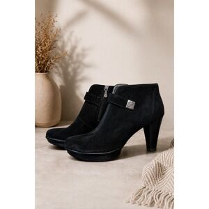 Blondo Aquaprotect Waterproof Suede‎ Ankle Booties Black Wide 7.5W Classic